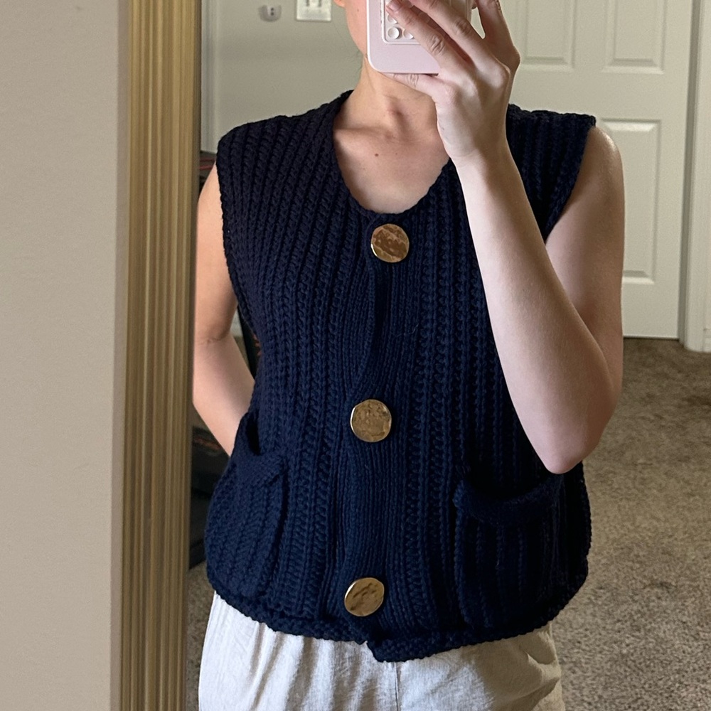 Navy Blue Sleeveless Vest